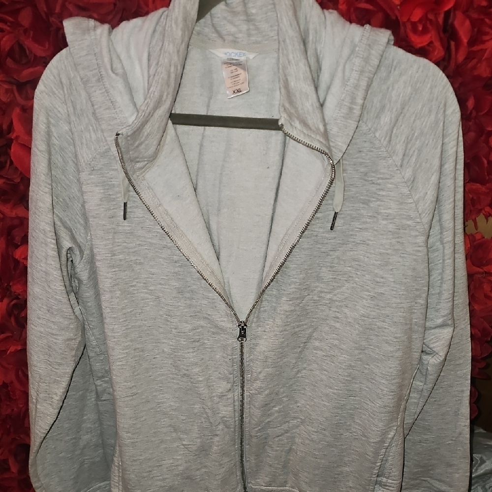Jockey Heather Gray XXL Zip Up Sweatshirt With Intwrior Collar Size XXL